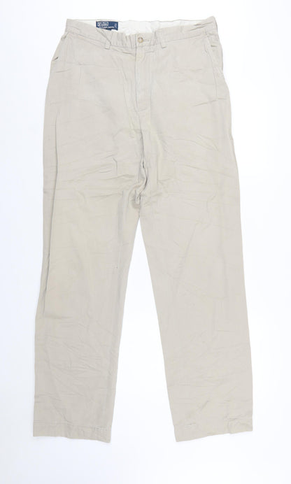 Ralph Lauren Men's Beige Chino Trousers 34x34 Cotton Regular Fit