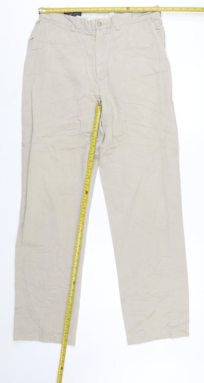 Ralph Lauren Men's Beige Chino Trousers 34x34 Cotton Regular Fit
