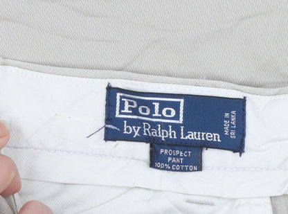 Ralph Lauren Men's Beige Chino Trousers 34x34 Cotton Regular Fit