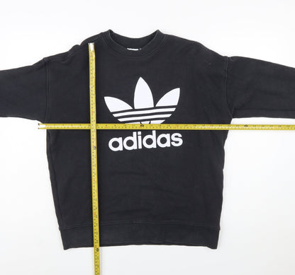 Adidas Womens Black Trefoil Logo Sweatshirt Size 10 Cotton Pullover