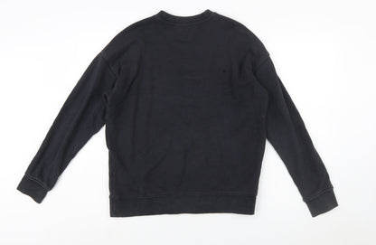 Adidas Womens Black Trefoil Logo Sweatshirt Size 10 Cotton Pullover