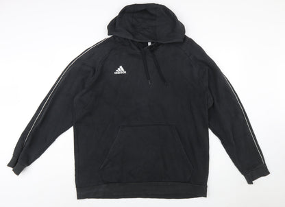 Adidas Men's Black 2XL Pullover Hoodie with Logo and Kangaroo Pocket