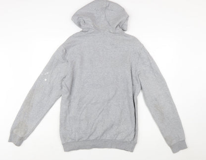 Napapijri Men's Grey Pullover Hoodie S Logo Outdoor Style