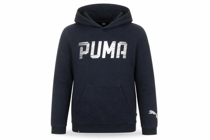 Puma Boys Black XL Pullover Hoodie with Logo Print