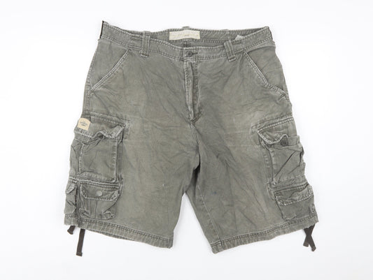 Lee Men's Grey Cargo Shorts Size 36 Regular Canvas Cotton Workwear