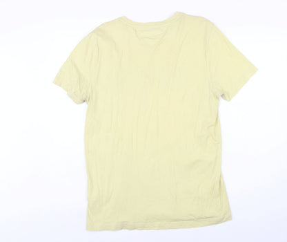 Tommy Hilfiger Men’s Beige Logo T-Shirt L Short Sleeve Cotton