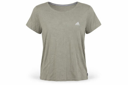 Front view of Adidas Women Green Cotton Crew Neck Short Sleeve T-Shirt, size 18