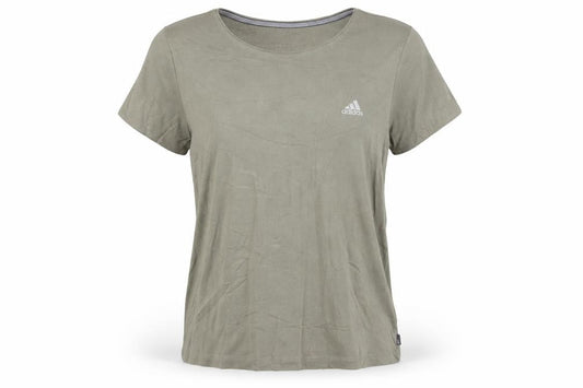 Front view of Adidas Women Green Cotton Crew Neck Short Sleeve T-Shirt, size 18