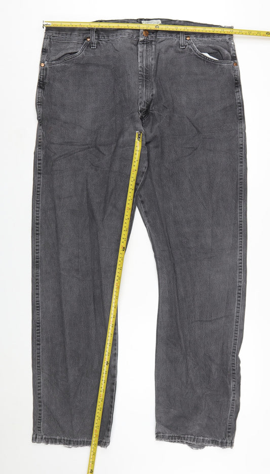 Wrangler Men's Grey Straight Leg Jeans 42W x 34L Denim Big & Tall
