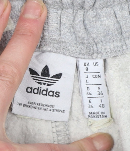 Adidas Womens Grey Jogger Sweatpants Size 8 Elastic Waist Fleece