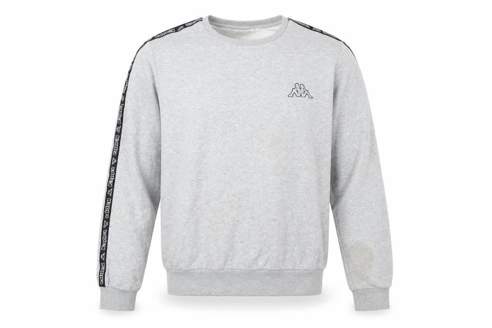 Kappa Mens Grey Logo Sweatshirt Pullover Crew Neck Size L