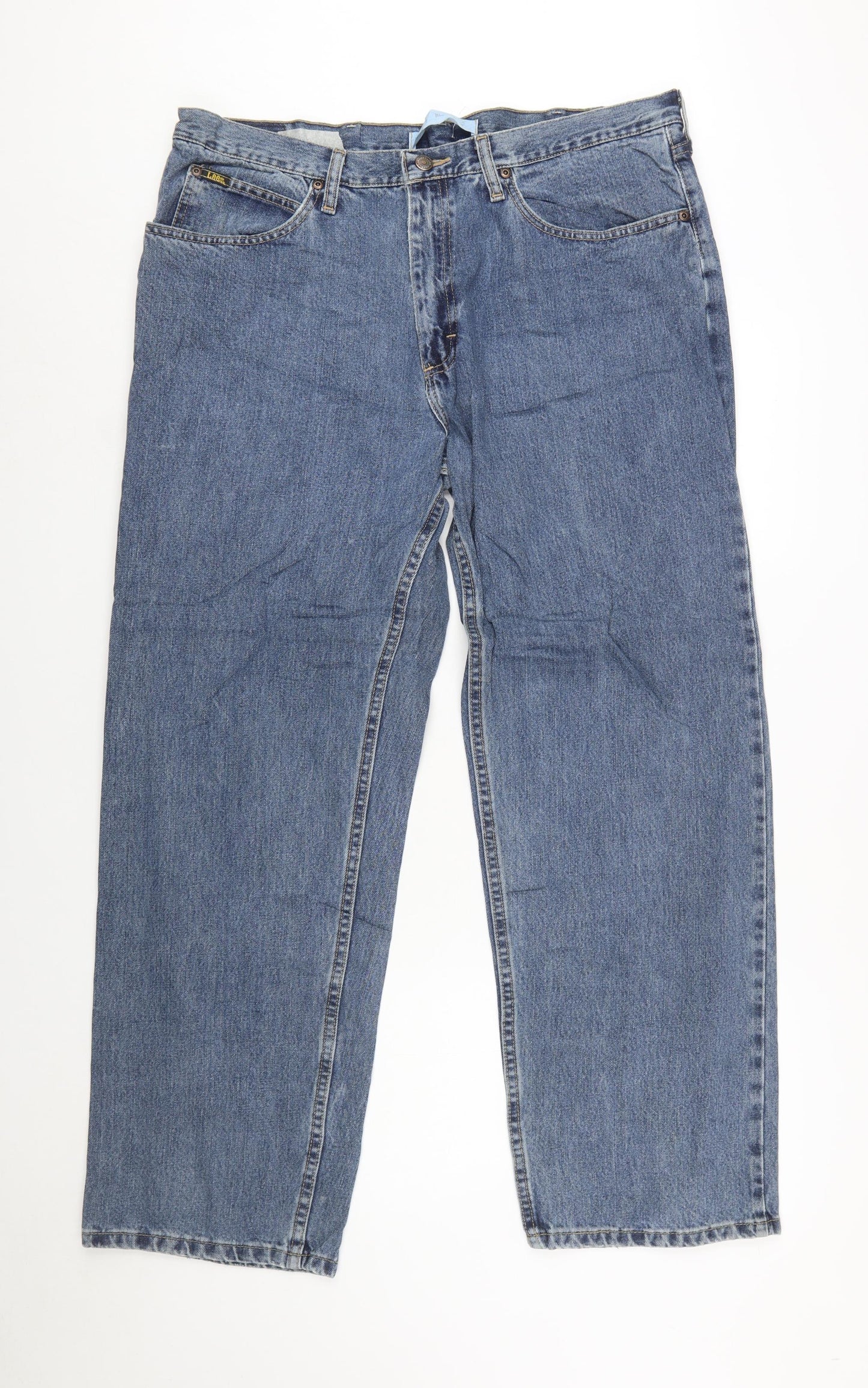 Lee Men's Blue 38x30 Straight Leg Regular Fit Denim Jeans