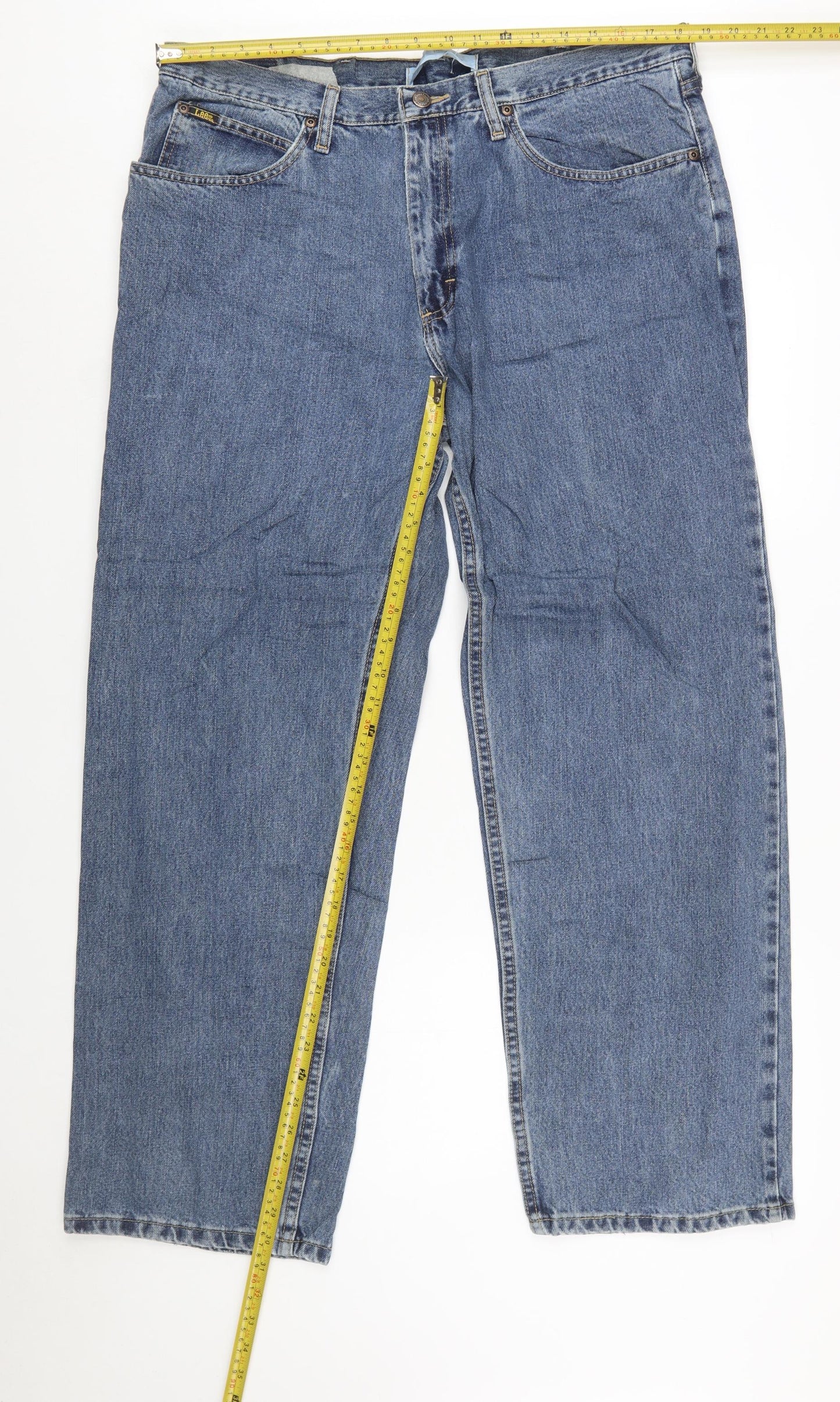 Lee Men's Blue 38x30 Straight Leg Regular Fit Denim Jeans
