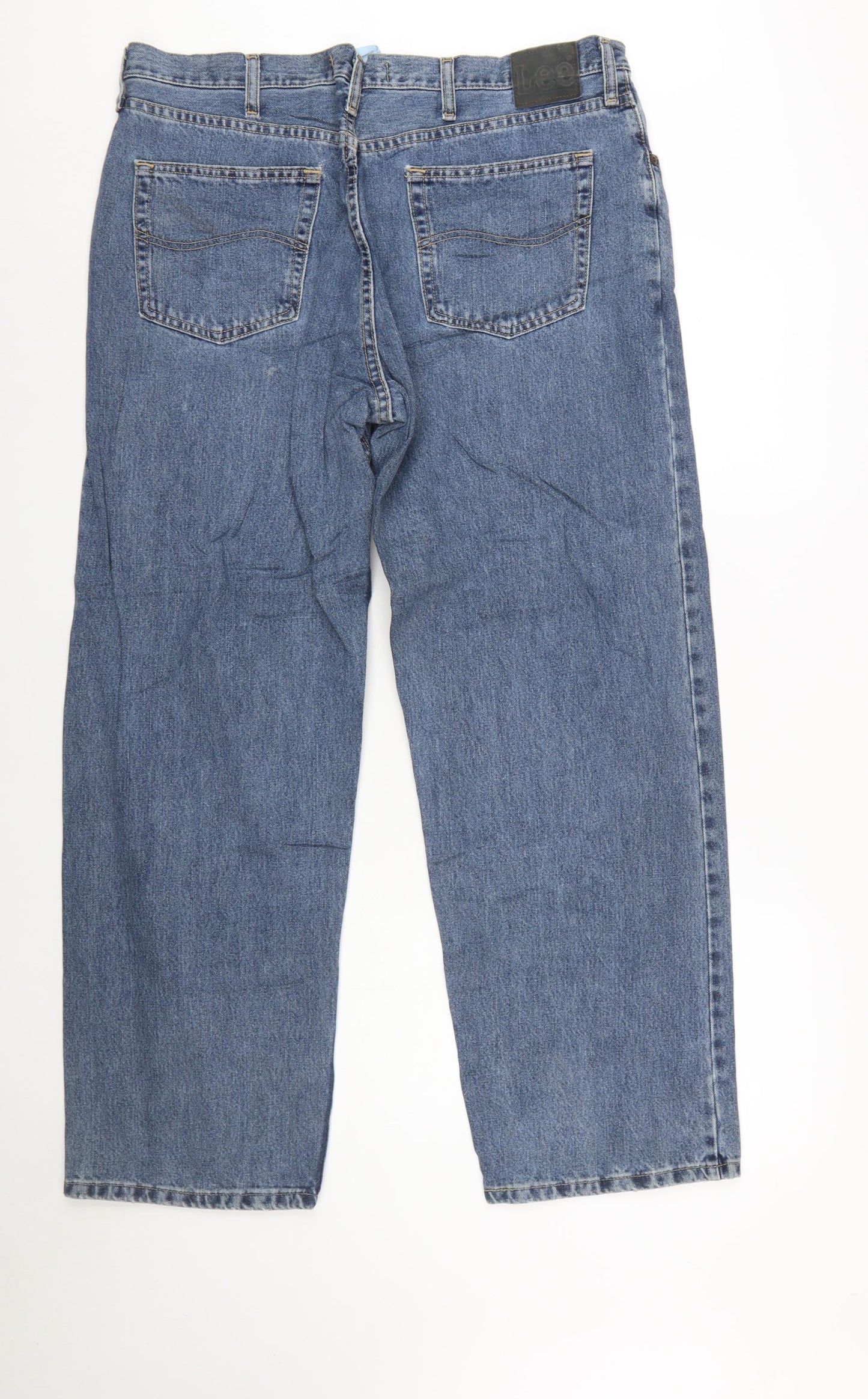 Lee Men's Blue 38x30 Straight Leg Regular Fit Denim Jeans