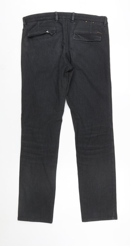 BOSS Men's Black 32R Regular Fit Cotton Blend Chino Trousers