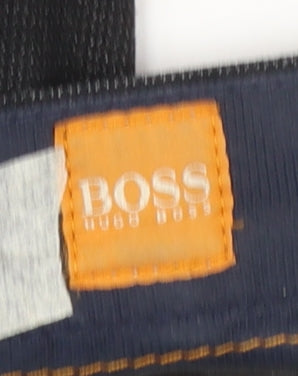 BOSS Men's Black 32R Regular Fit Cotton Blend Chino Trousers