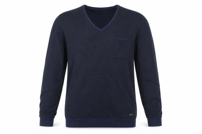 Hugo Boss Mens Blue V-Neck Cotton Pullover Jumper Medium
