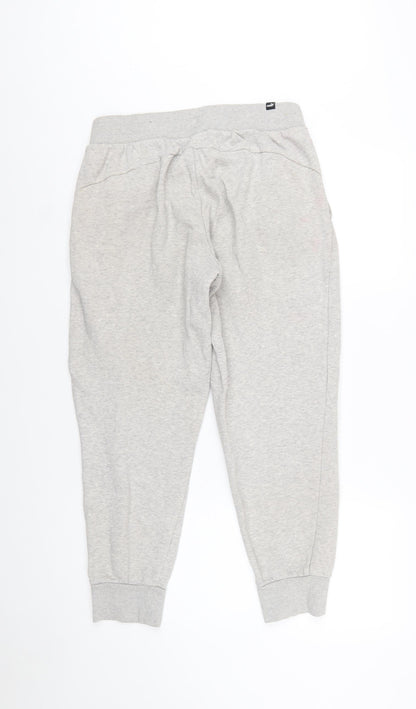 Puma Womens Grey Jogger Sweatpants M Cotton Blend Fleece Trousers