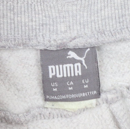Puma Womens Grey Jogger Sweatpants M Cotton Blend Fleece Trousers