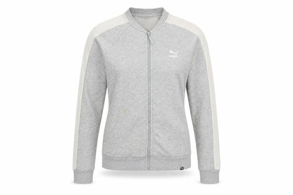 Front view of Puma Women's Grey Full Zip Hoodie, size 10, Cotton Blend Casual Sportswear