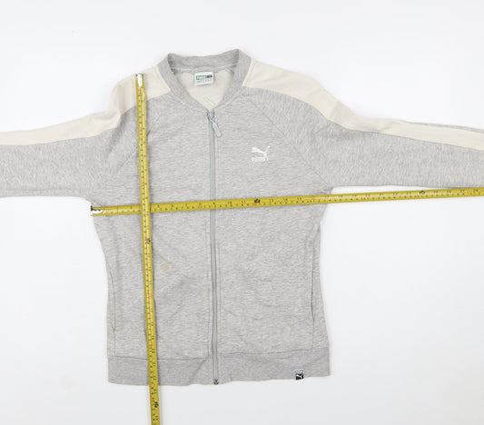Puma Women's Grey Full Zip Hoodie Size 10 Cotton Blend Casual Sportswear