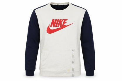 Nike Men's Beige & Navy Logo Pullover Sweatshirt Size S