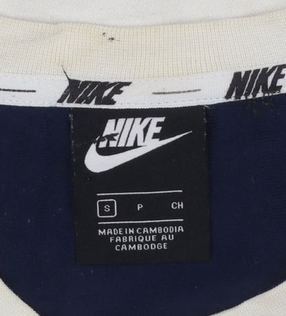 Nike Men's Beige & Navy Logo Pullover Sweatshirt Size S