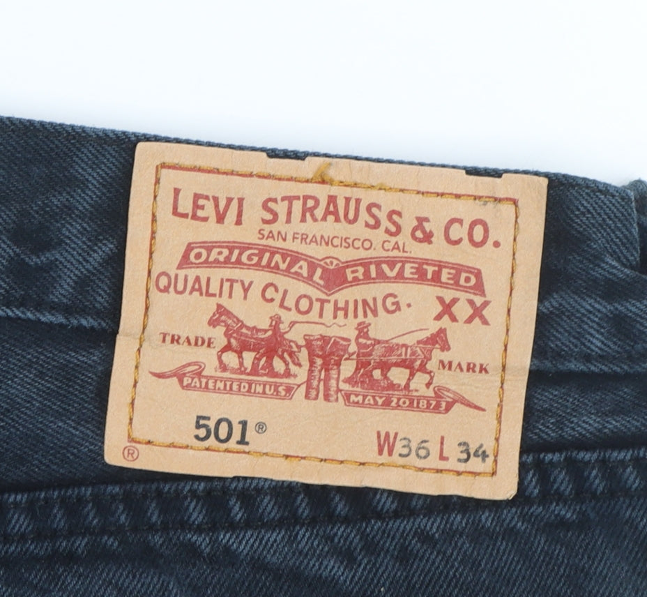 Levi's 501 Men's Dark Blue Straight Jeans 36x34 Classic Denim
