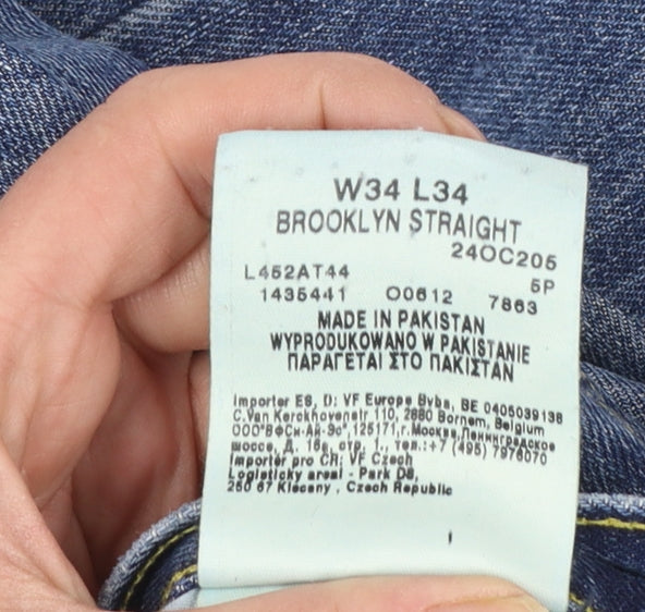 Lee Men's Blue Brooklyn Straight Leg Denim Jeans W34 L34