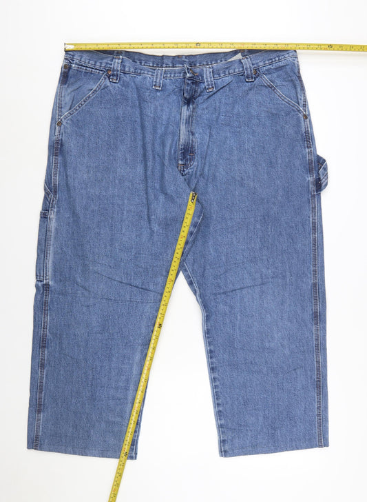 Wrangler Men's Blue Denim Straight Jeans 44x30 Relaxed Fit
