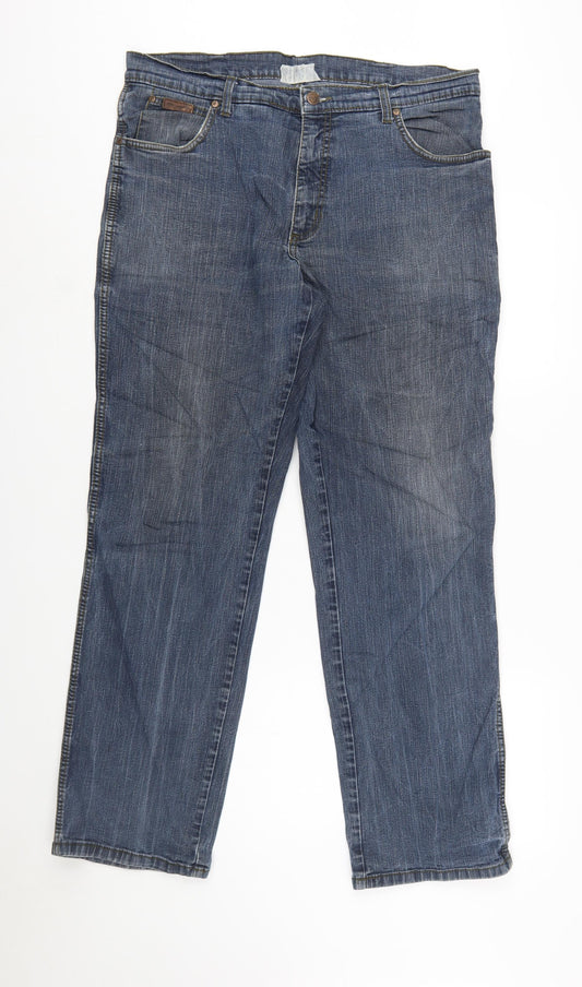 Wrangler Men's Blue Regular Fit Texas Stretch Straight Jeans W36 L32