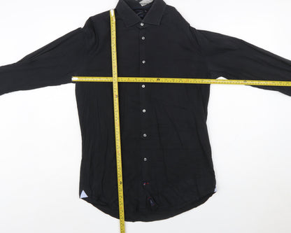 Tommy Hilfiger Men’s Black Slim Fit Long Sleeve Button-Up Shirt 40