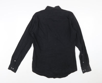 Tommy Hilfiger Men’s Black Slim Fit Long Sleeve Button-Up Shirt 40