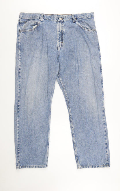 Wrangler Men’s Blue Straight Leg Jeans 38x29 Relaxed Fit Denim