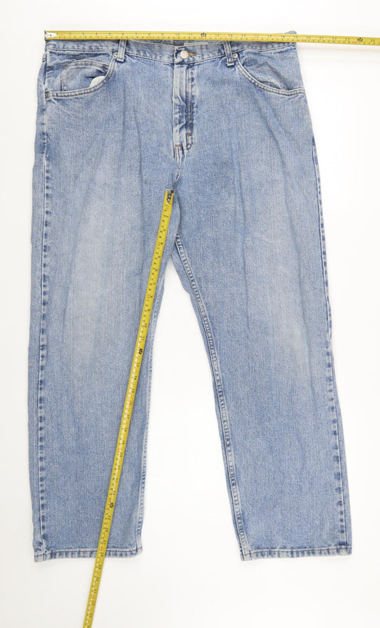Wrangler Men’s Blue Straight Leg Jeans 38x29 Relaxed Fit Denim