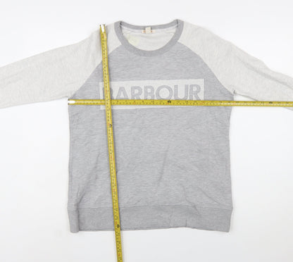 Barbour Women Grey Colourblock Logo Sweatshirt UK 10 Cotton Blend