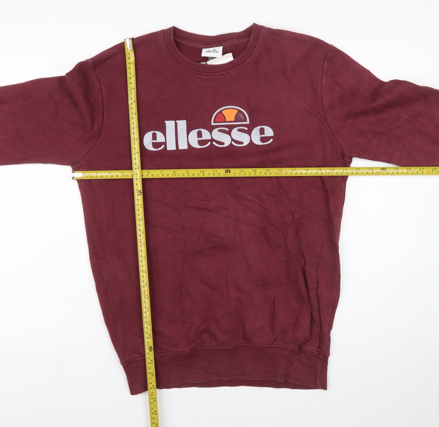 Ellesse Men’s Red Crew Neck Logo Pullover Sweatshirt Size S