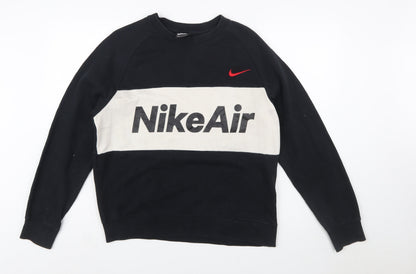 Nike Men's Black & White Crew Neck Sweatshirt Small Graphic Pullover