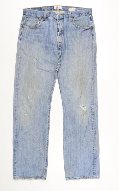 Levi's 501 Men's Blue Straight Leg Distressed Jeans W36 L34