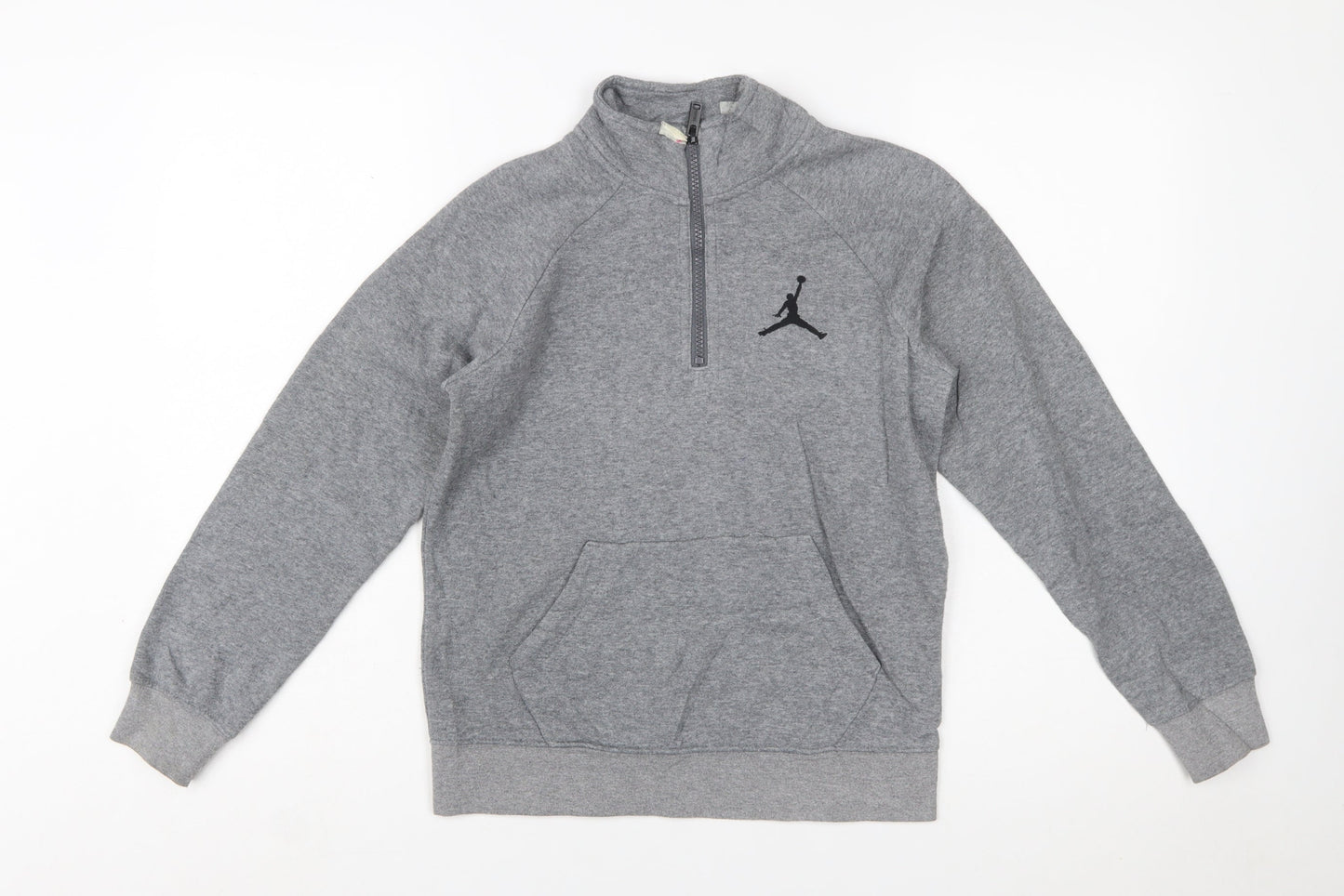Jordan Boys Grey 1/2 Zip Hoodie Sweatshirt 10-12 Years Cotton Blend