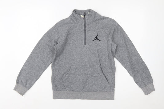 Jordan Boys Grey 1/2 Zip Hoodie Sweatshirt 10-12 Years Cotton Blend