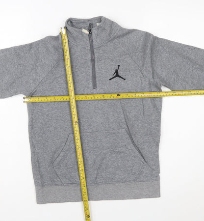 Jordan Boys Grey 1/2 Zip Hoodie Sweatshirt 10-12 Years Cotton Blend