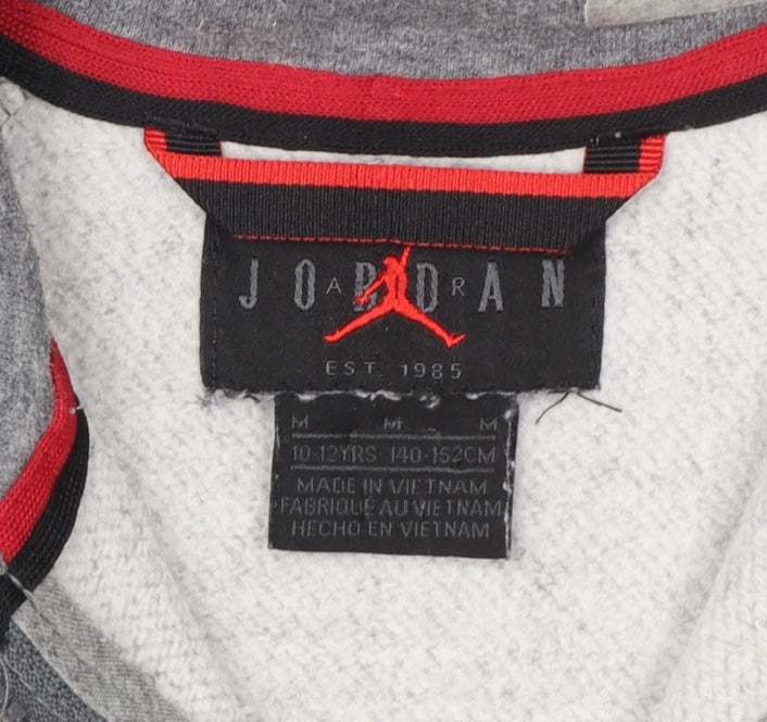 Jordan Boys Grey 1/2 Zip Hoodie Sweatshirt 10-12 Years Cotton Blend