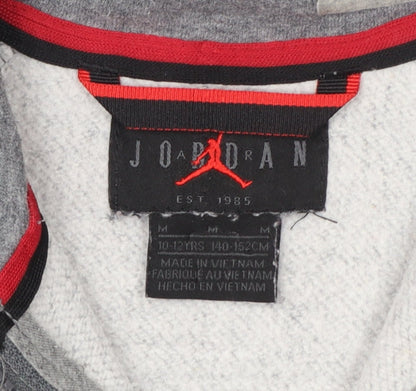Jordan Boys Grey 1/2 Zip Hoodie Sweatshirt 10-12 Years Cotton Blend