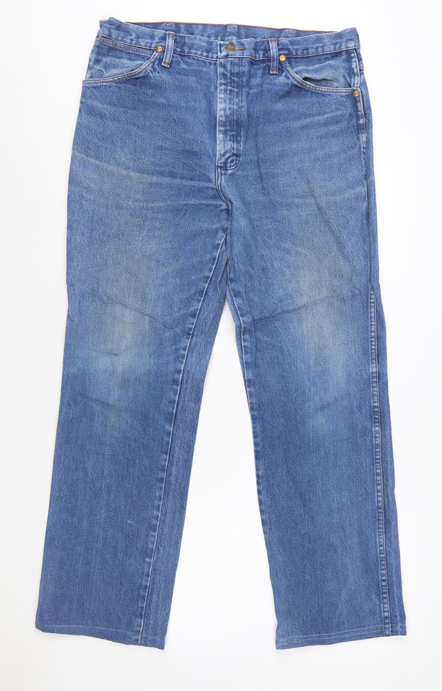 Wrangler Men's Blue Straight Denim Jeans 36x32 Cotton Classic Fit