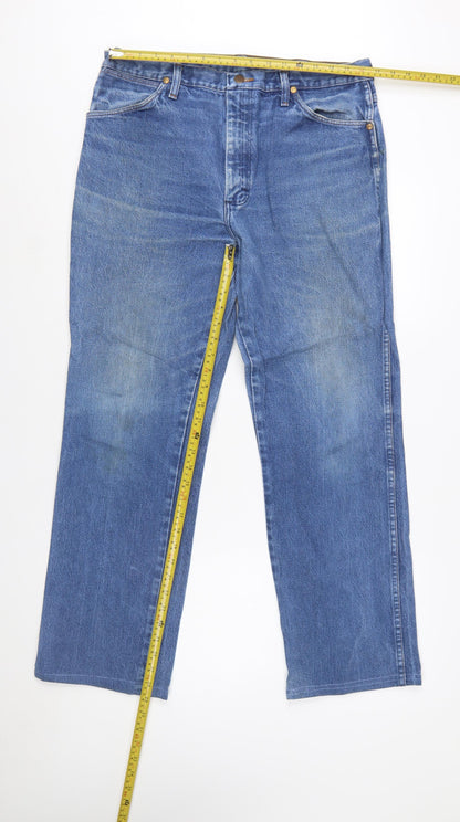 Wrangler Men's Blue Straight Denim Jeans 36x32 Cotton Classic Fit