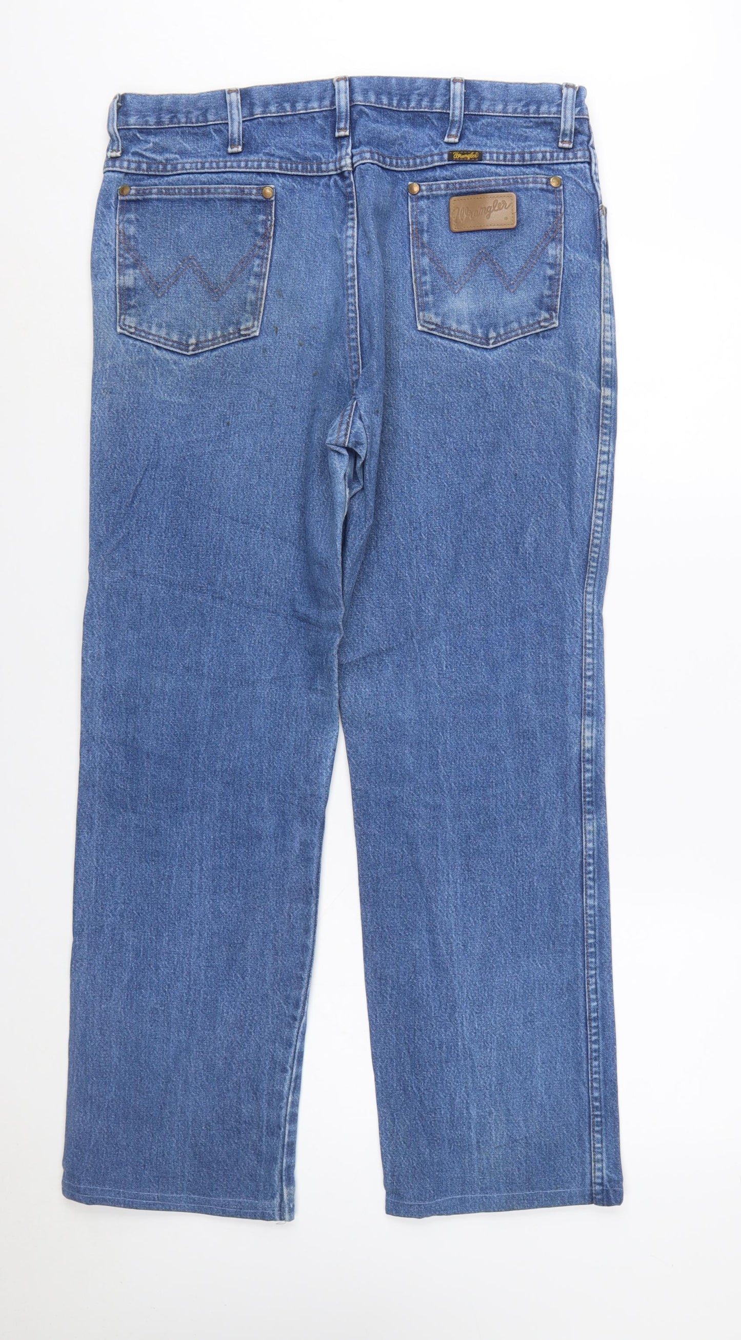 Wrangler Men's Blue Straight Denim Jeans 36x32 Cotton Classic Fit