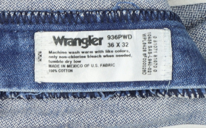 Wrangler Men's Blue Straight Denim Jeans 36x32 Cotton Classic Fit