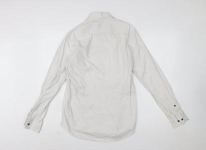 Tommy Hilfiger Men's White Slim Fit Polka Dot Button-Up Shirt Size 15