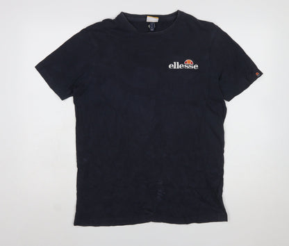 Ellesse Men's Blue Regular Fit Cotton Crew Neck Logo T-Shirt L